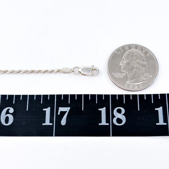 Vintage Italy Sterling Silver 925 1.7mm Rope Chain Necklace 17.75" - Picture 2 of 3